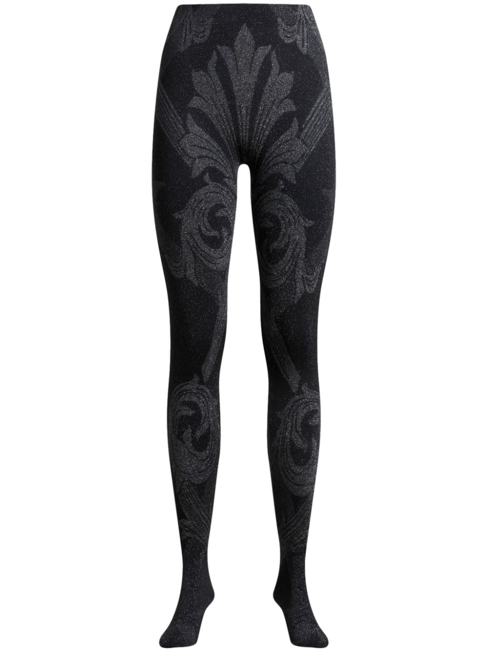 Shop Etro X Wolford Metallic-jacquard Tights In Black