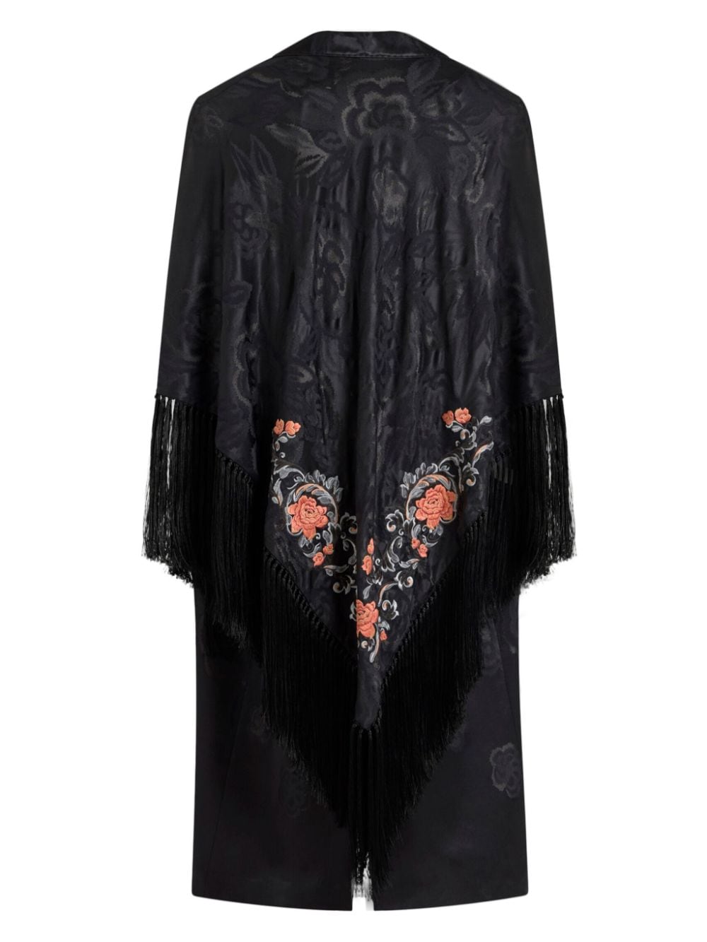 Shop Etro Fringe-detail Jacquard Coat In Black