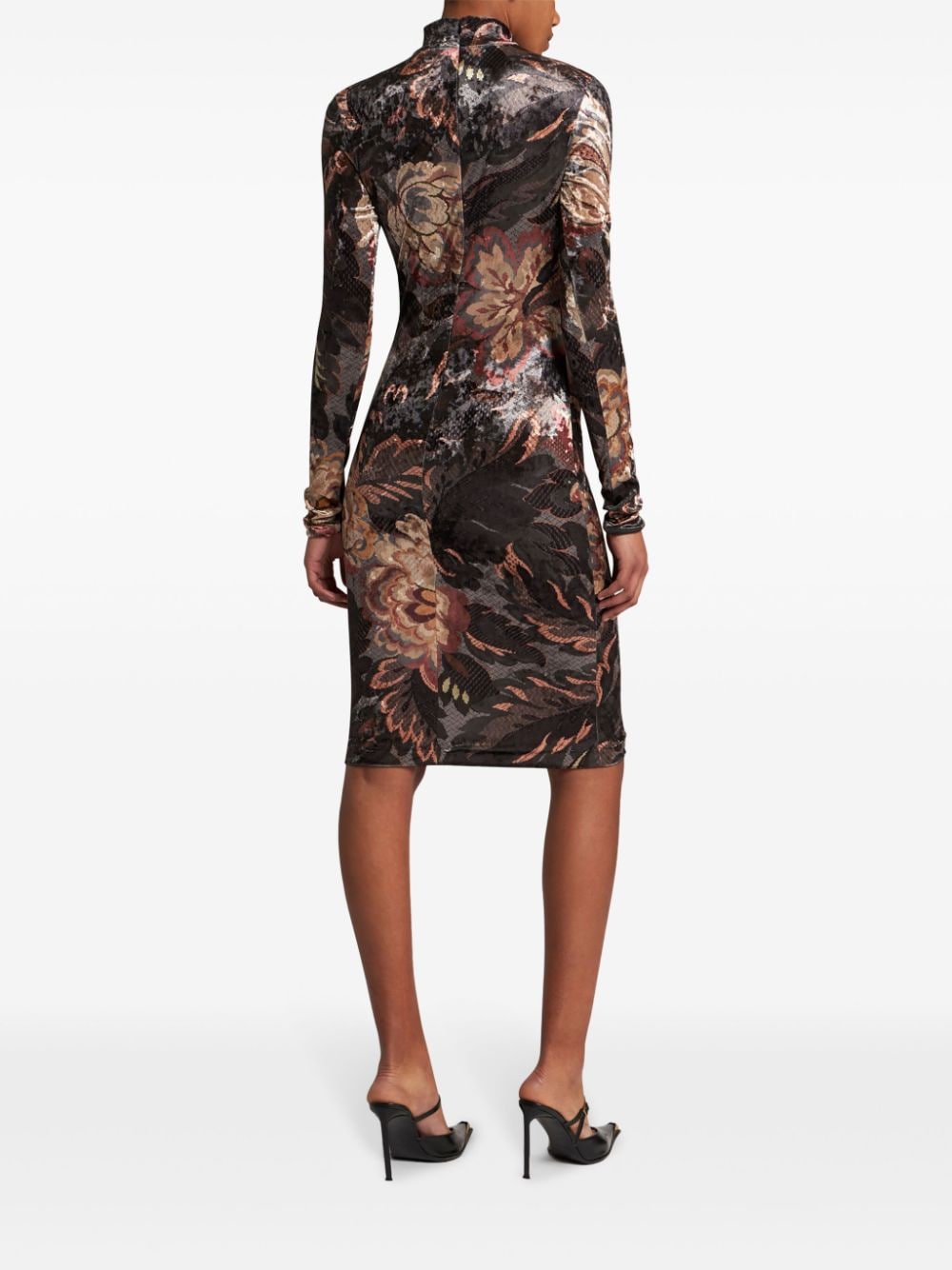 Shop Etro Printed Chenille Midi Dress In Black