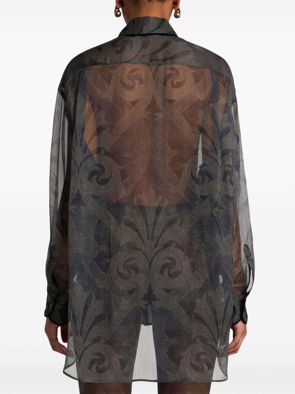 Shop Etro Printed Silk Shirt In Grey