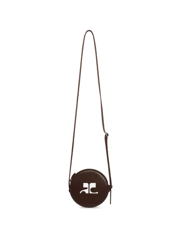 Courrèges Reedition Leather Circle Bag in Brown
