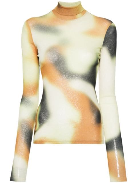 smudged graffiti-print top