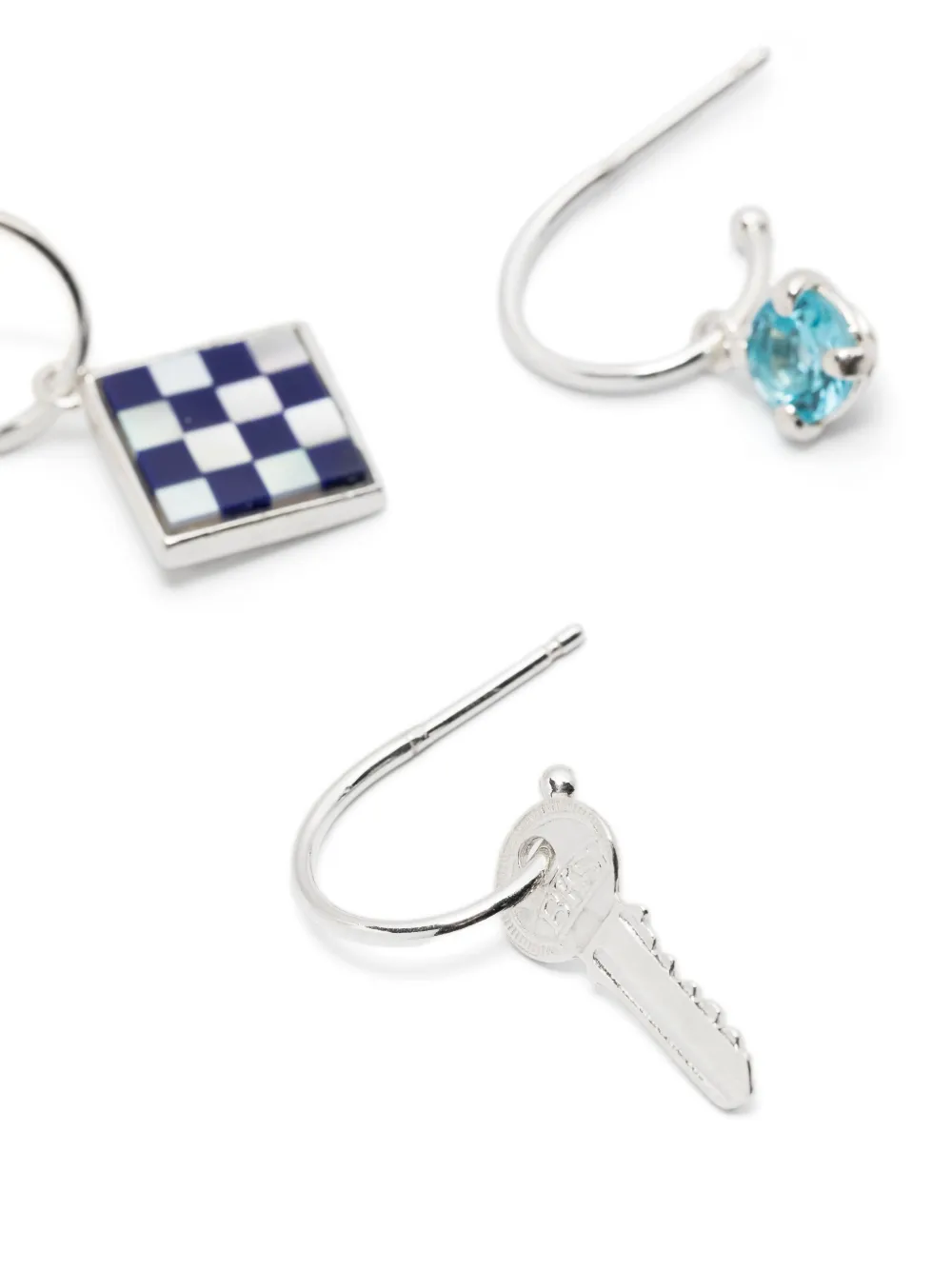 Wouters & Hendrix mosaic and topaz hoop earrings - Zilver