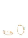 WWAKE 14kt Small Two-Step opal and diamond hoop earrings - Gold