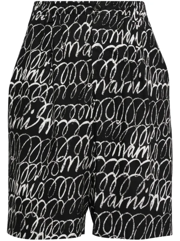 Marni Echoes-print Cotton Shorts in Black
