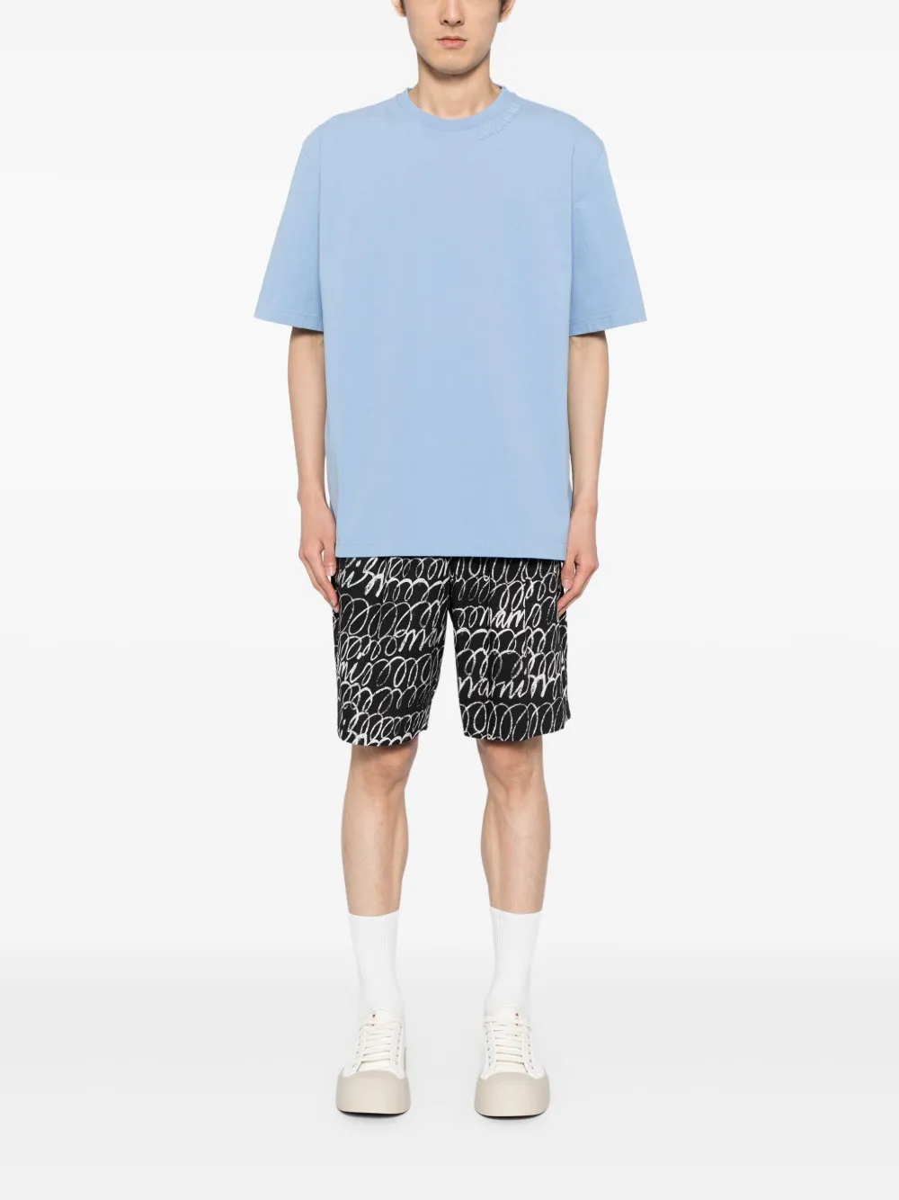 Marni Katoenen T-shirt met logopatch - Wit