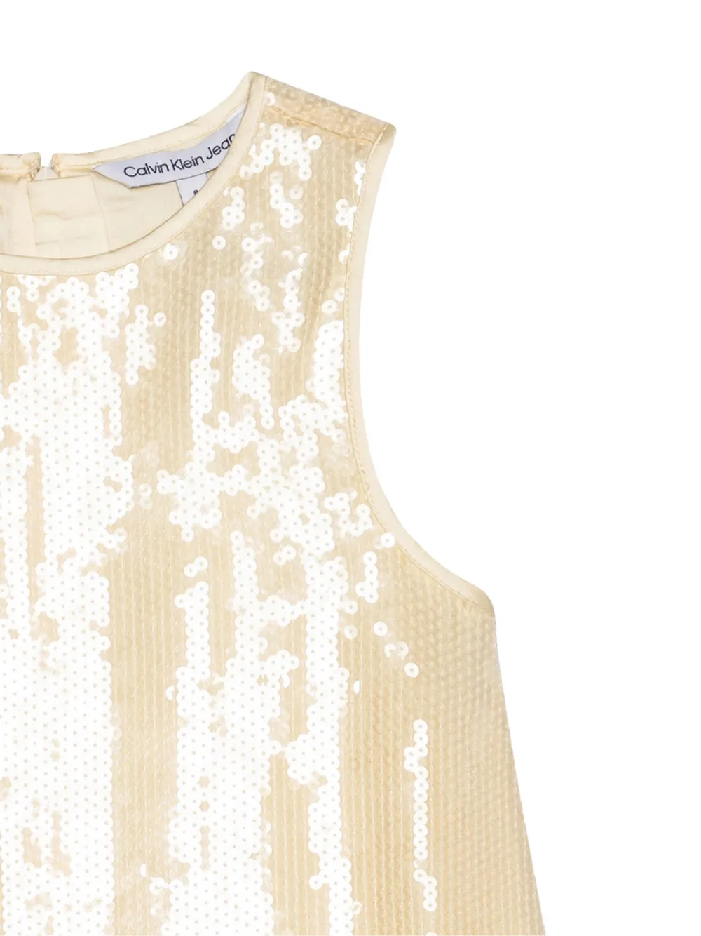 Calvin Klein Sequinned Flared Dress In Neutrals