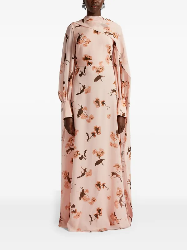 ERDEM Draped long-sleeve Gown | Pink | FARFETCH