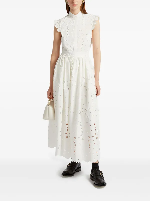 【ERDEM】ホワイト ギャザー ミディアムスカート ERDEM ギャザー スカート | ホワイト | FARFETCH JP