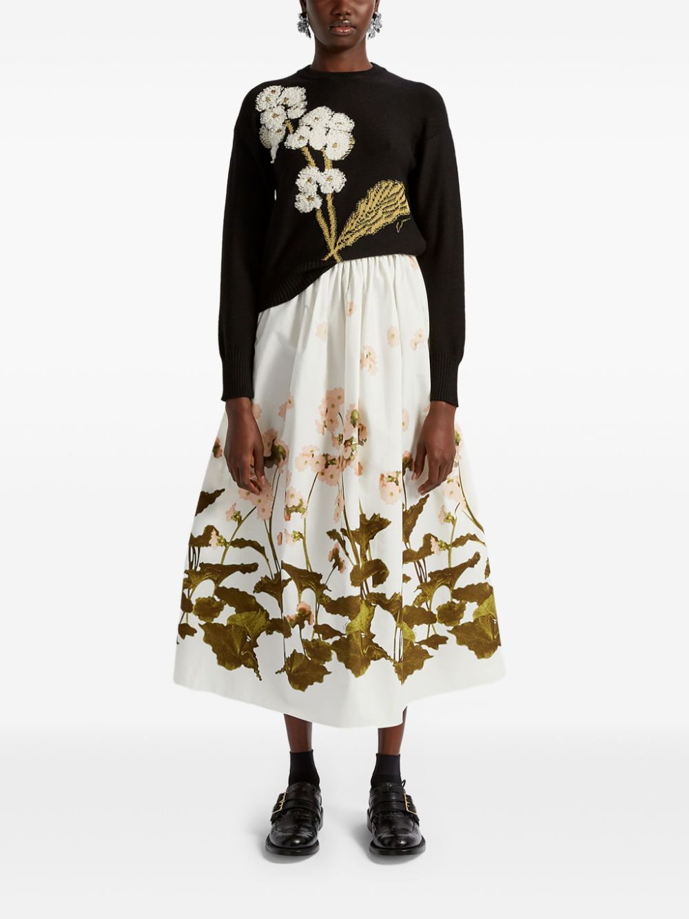 ERDEM Gesmockte midi-rok - Wit