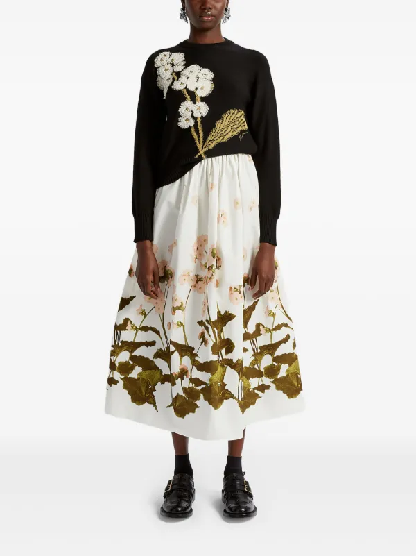 ワンピース ERDEM Women Mid Skirts SS25D59MDCSC CARNATIONMULTI White ERDEM Gathered Midi Skirt | White | FARFETCH
