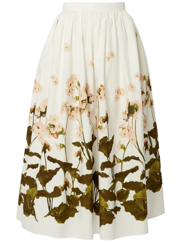 【関税込み】Erdem ホワイト ギャザー ミディアムスカート ERDEM ギャザー スカート | ホワイト | FARFETCH JP