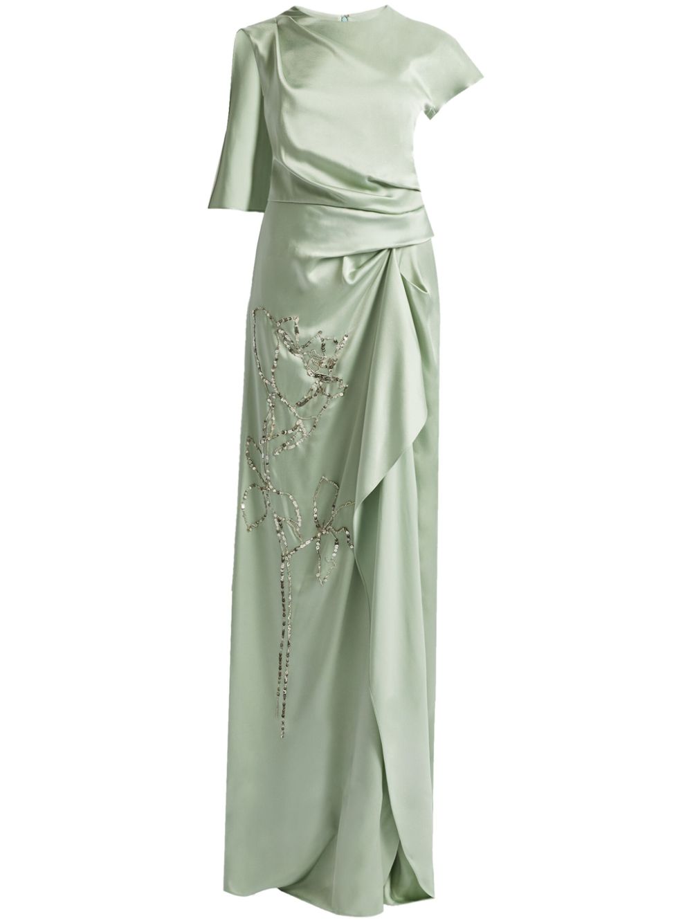 ERDEM asymmetric short-sleeve gown - Green