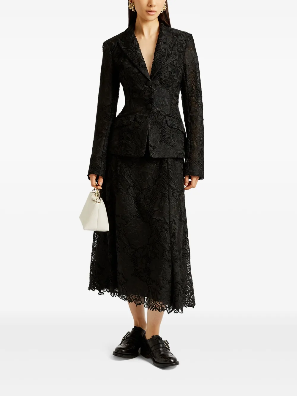 ERDEM guipure-lace midi skirt - Zwart