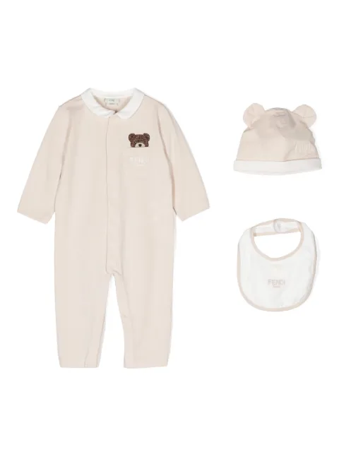 Fendi Kids logo-embroidered romper set