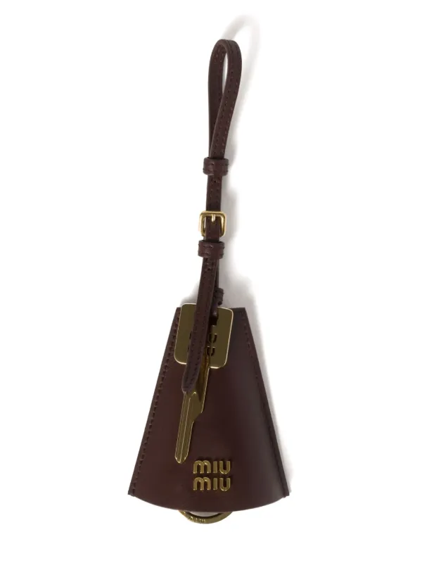 Miu Miu ロゴ レザートリック | ブラウン | FARFETCH JP