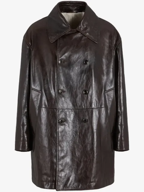 Giorgio Armani leather double-breasted coat 