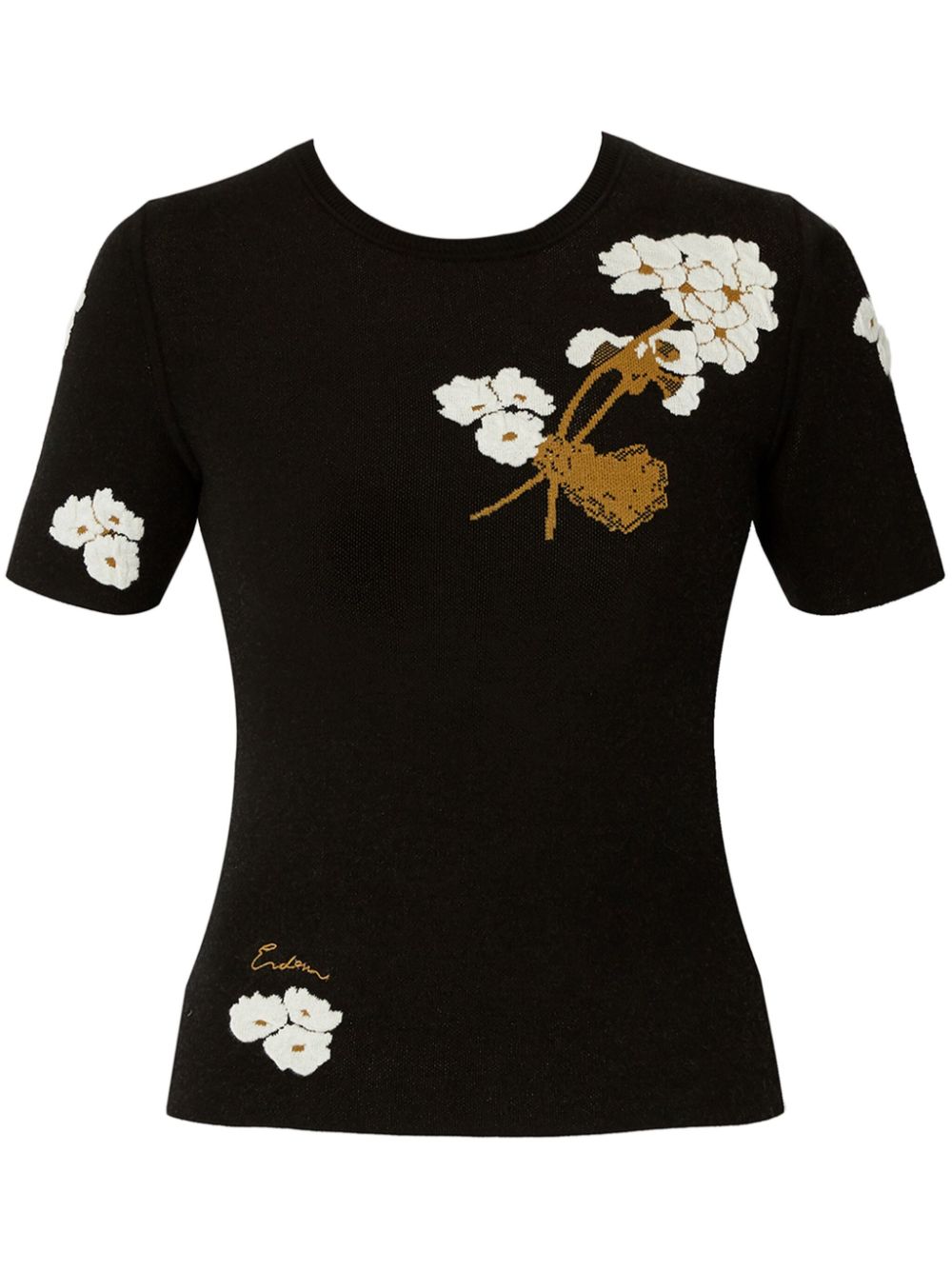 floral-intarsia T-shirt