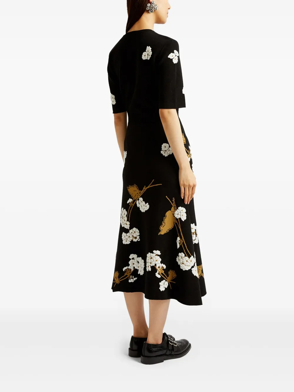 ERDEM T-shirt met bloemen intarsia Zwart