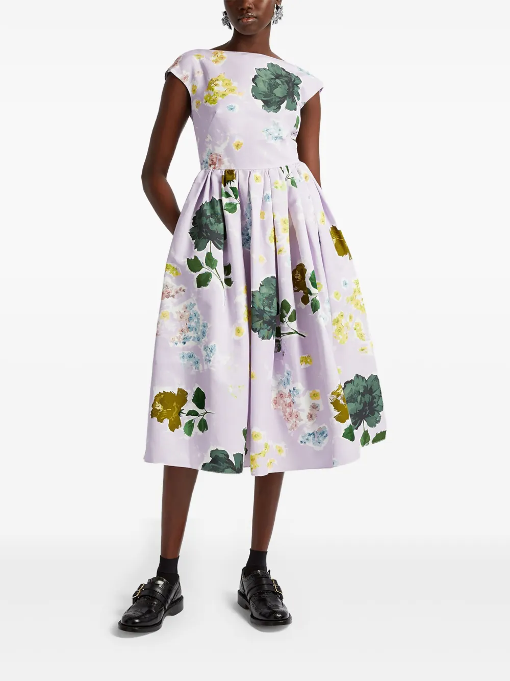 ERDEM BOAT-NECK MIDI DRESS 