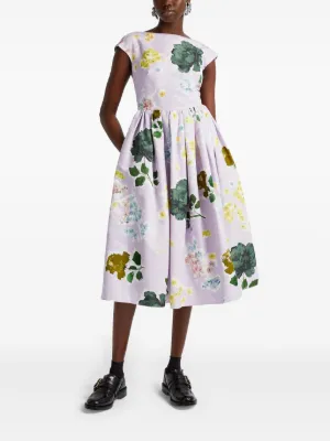 ERDEM Tiered embroidered cotton-poplin midi shirt dress