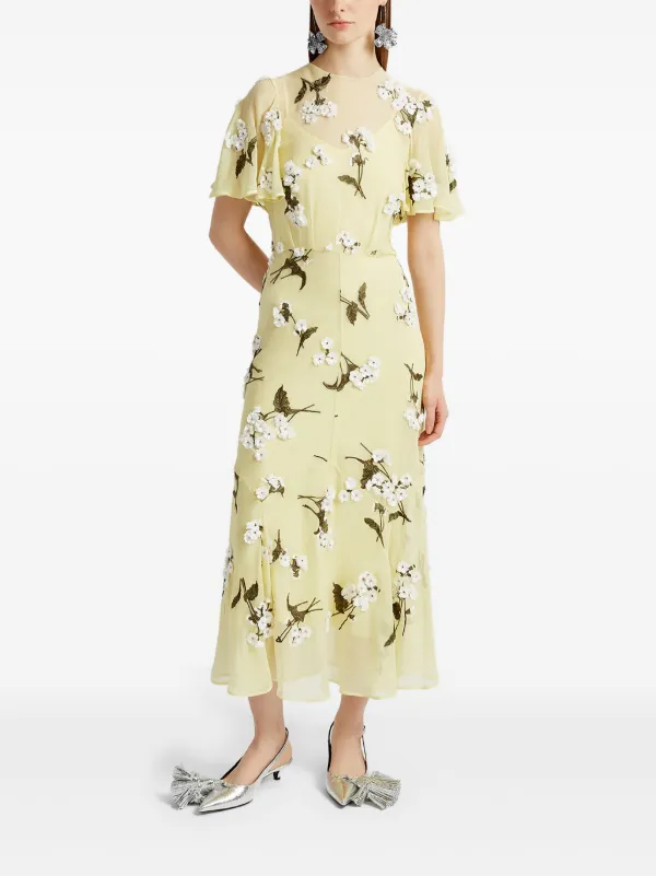 ERDEM short-sleeve Midi Dress | Yellow | FARFETCH BH