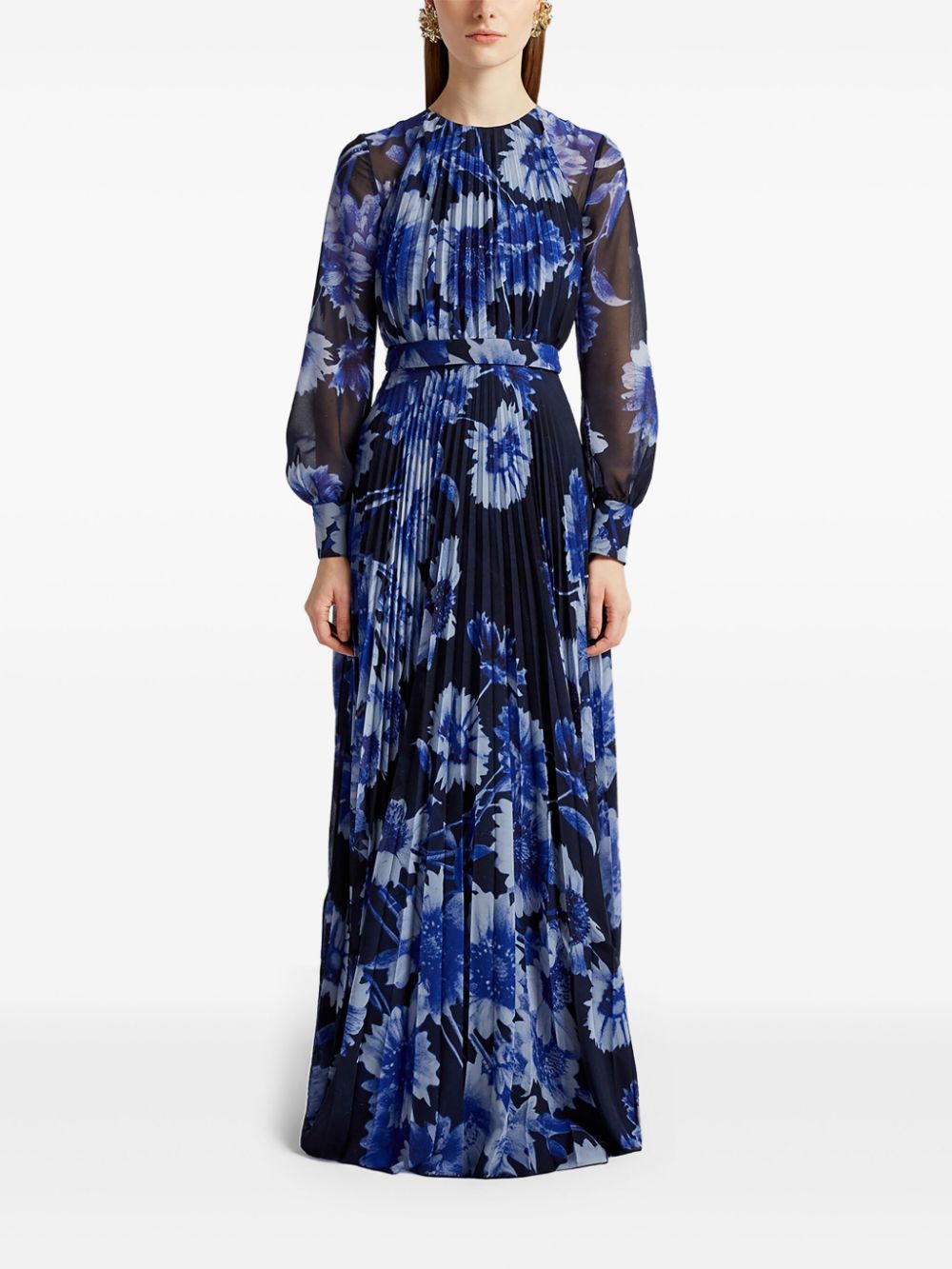 ERDEM long-sleeve gown - Blauw