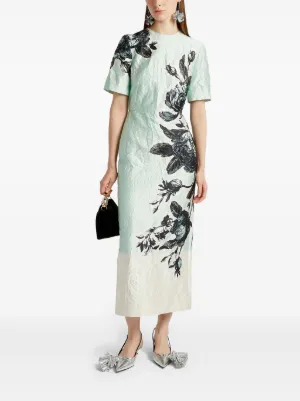 【美品】アーデム　ERDEM 花柄ストライプ膝丈ドレス Erdem ワンピース - FARFETCH