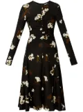 ERDEM long-sleeve draped midi dress - Black