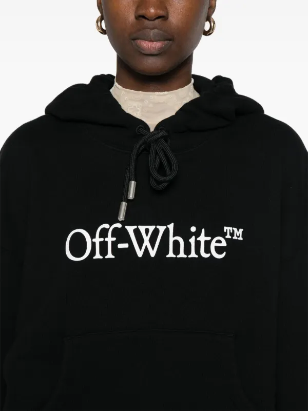 Off White logo print Hoodie Black FARFETCH UK