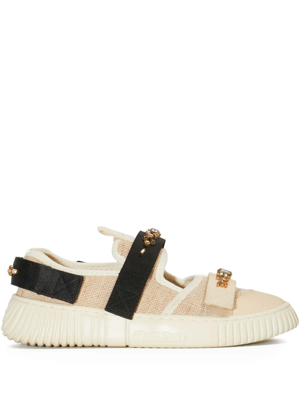Osklen crystal-embellished mesh sneakers Neutrals