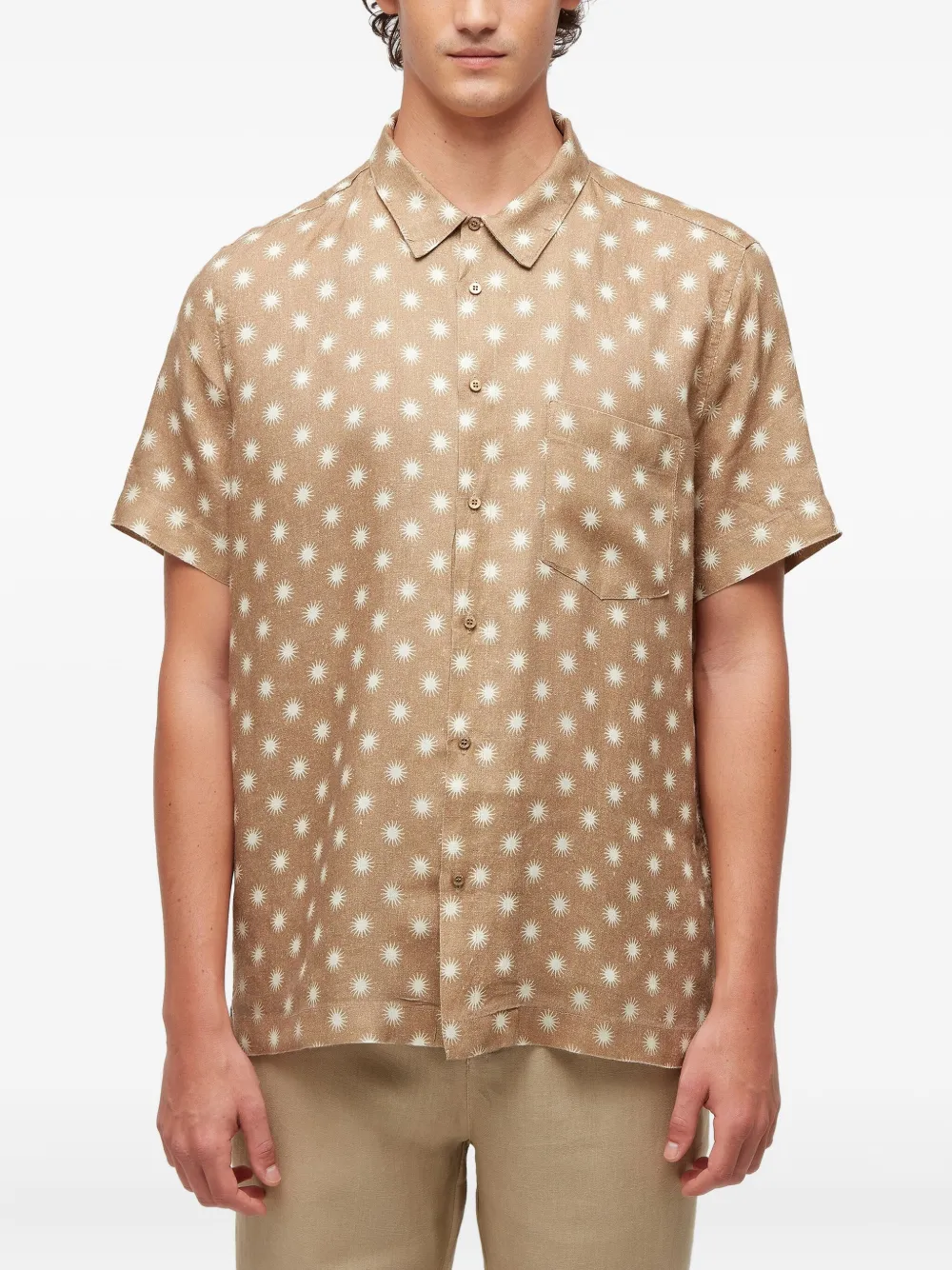 Osklen Sol Cut printed linen shirt Bruin