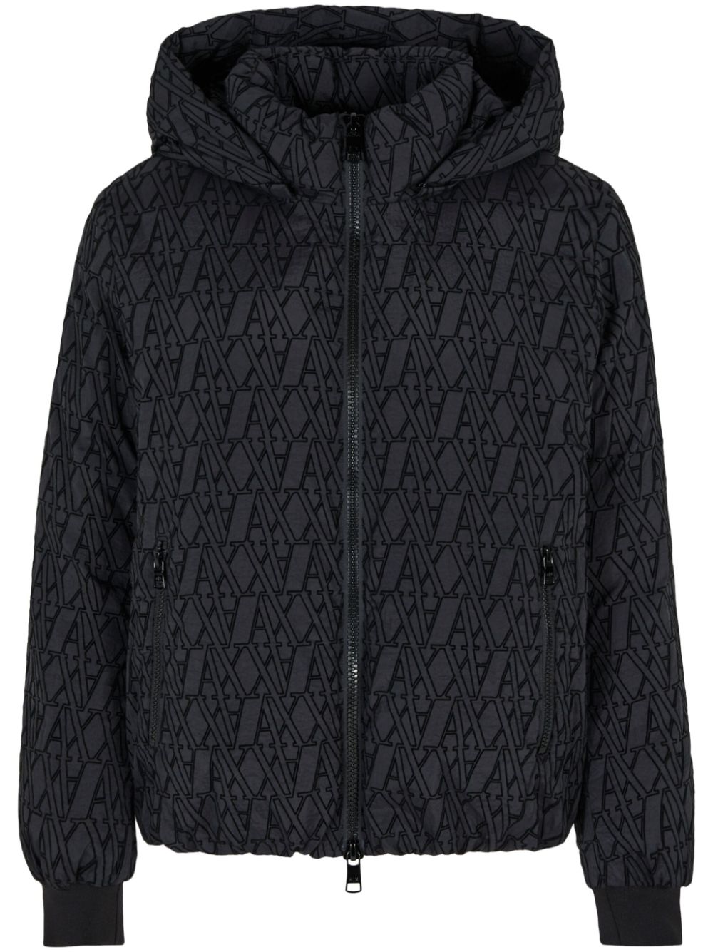 Armani Exchange jacquard pattern hooded jacket - Black