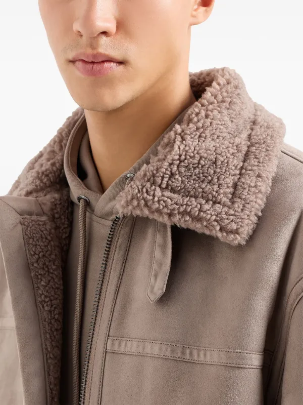 Armani Exchange shearling-collar Jacket | Neutrals | FARFETCH UK