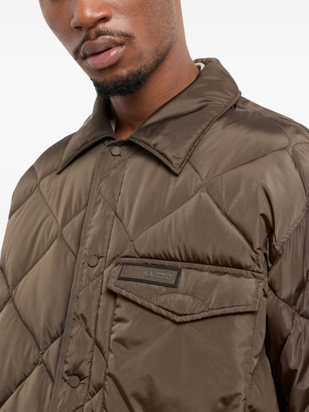 Shop Armani Exchange Quilted Jacket In Green