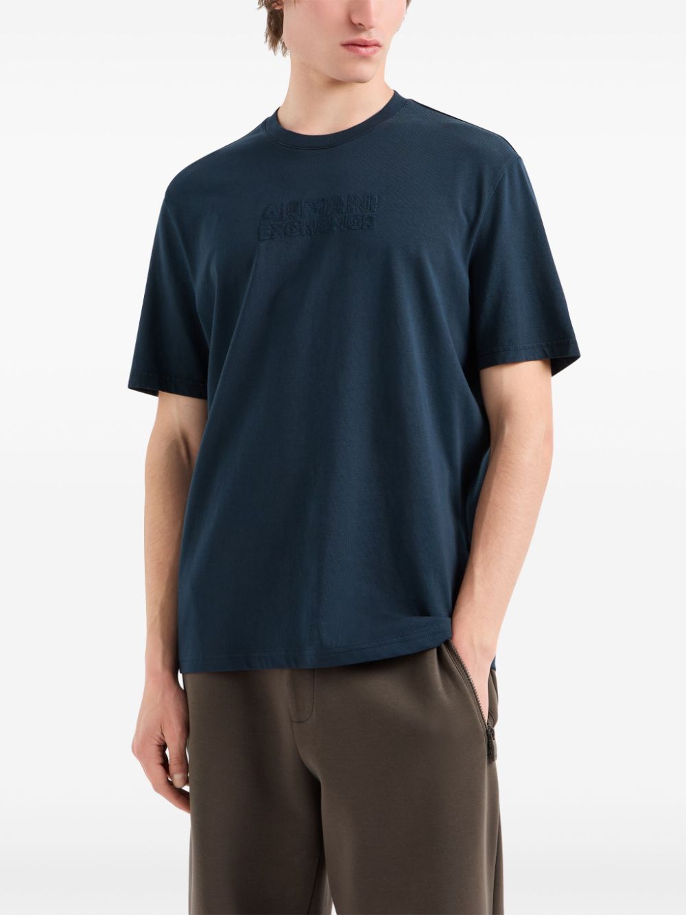 Armani Exchange T-shirt met geborduurd logo - Blauw