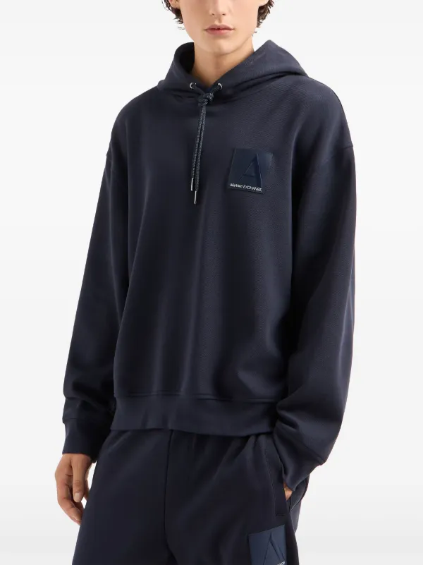 Armani Exchange logo-patch Hoodie | Blue | FARFETCH
