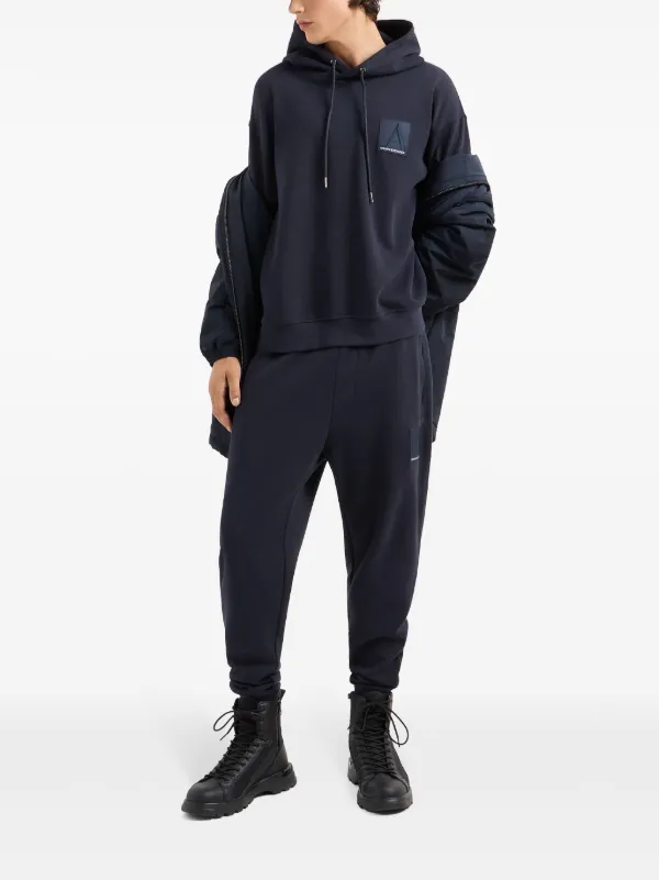Armani Exchange logo-patch Hoodie | Blue | FARFETCH