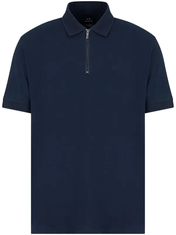 Armani Exchange Logo Embroidered Polo Shirt Blue FARFETCH AO