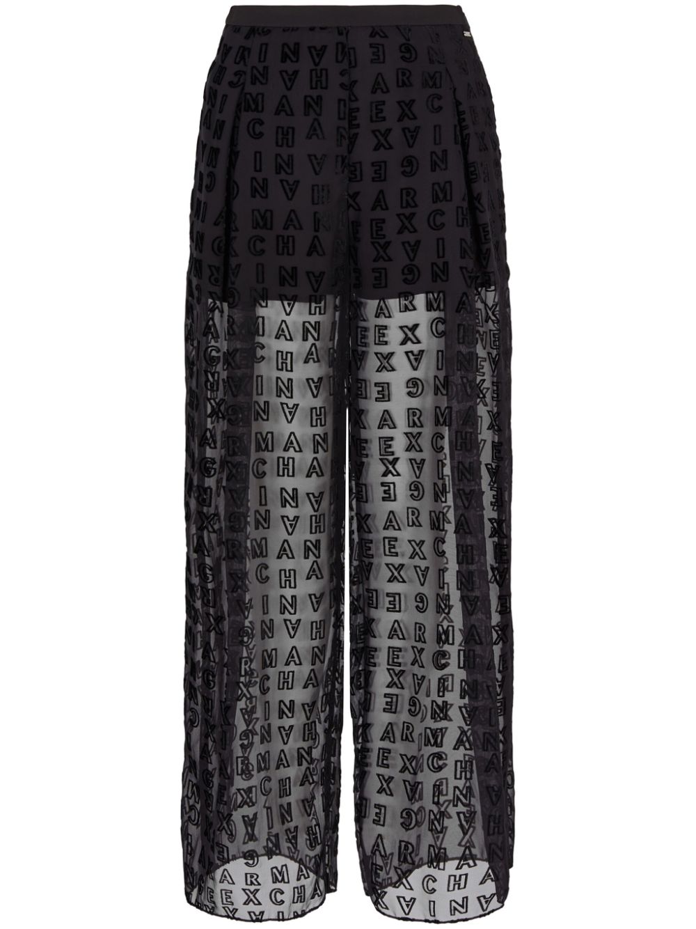 Armani Exchange monogram-pattern palazzo - Black