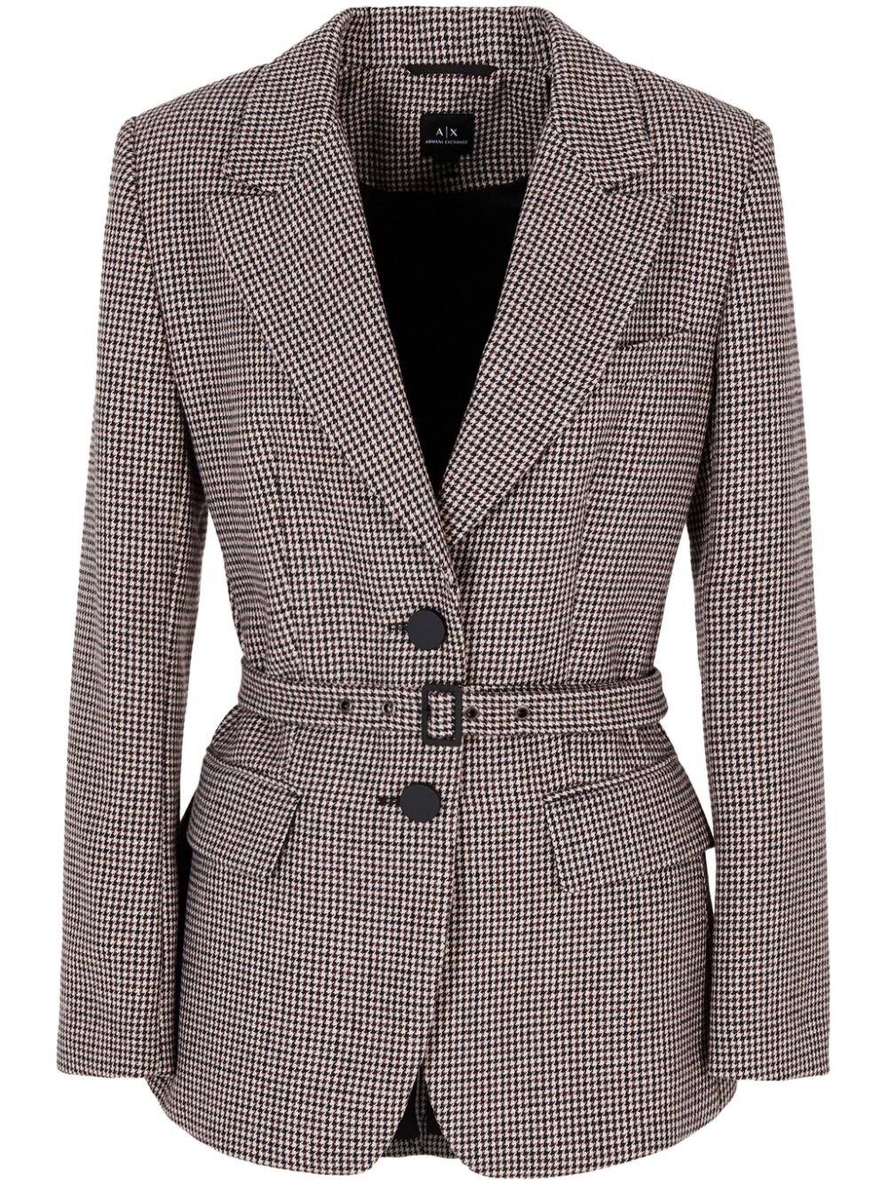 check pattern belted jacket