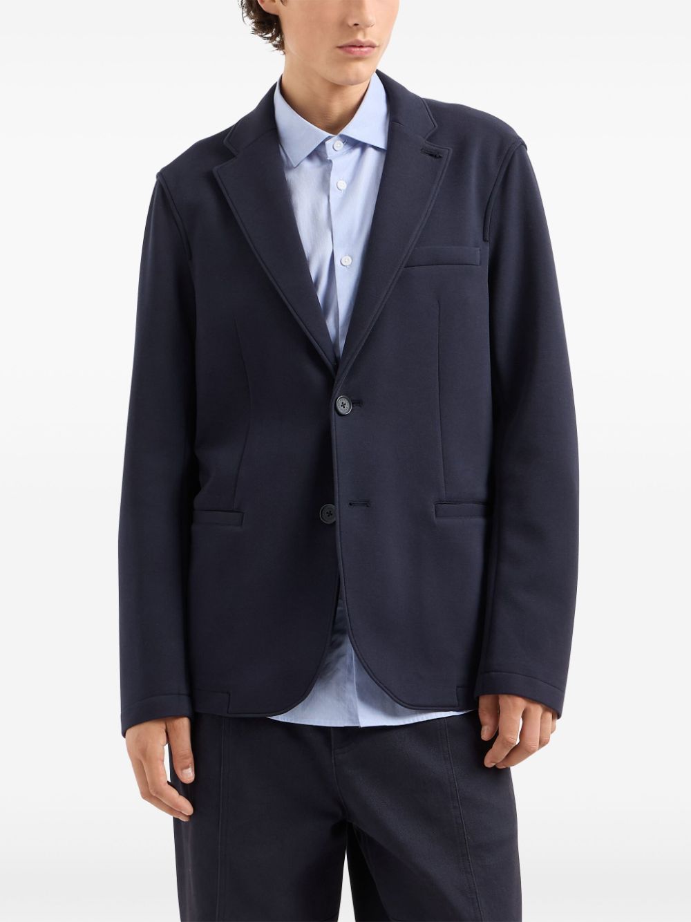 Shop Armani Exchange Single-breasted Blazer In Blue