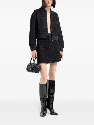 新品【A|X アルマーニ エクスチェンジ】ラインストーン　ブラックデニムスカート オンラインストア限定】 ARMANI EXCHANGE (アルマーニ