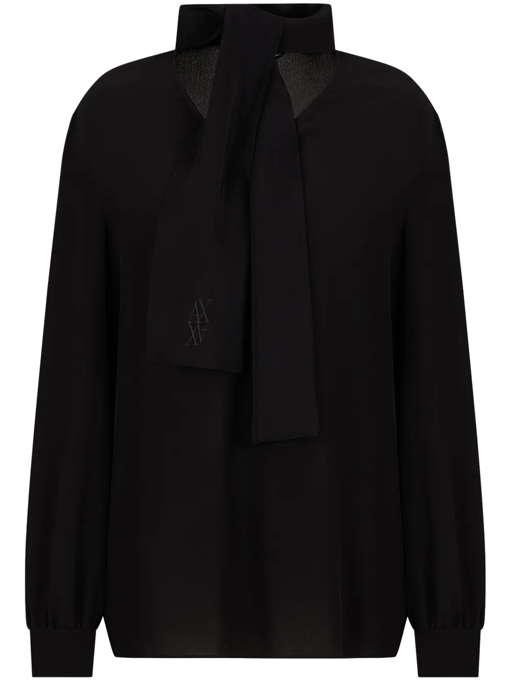 Armani Exchange Blouse met strikkraag en lange mouwen Zwart