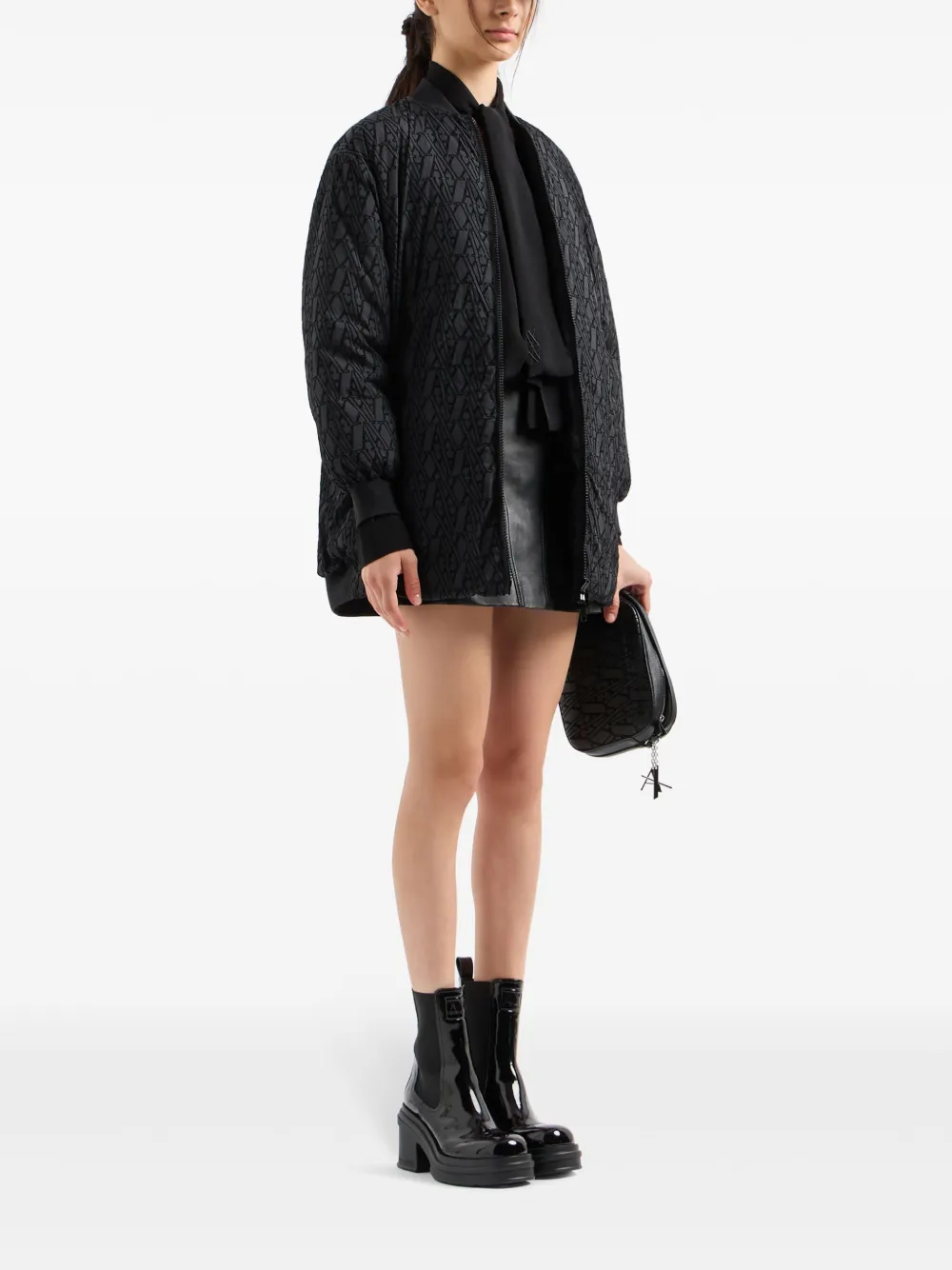 Armani Exchange Blouse met strikkraag en lange mouwen - Zwart