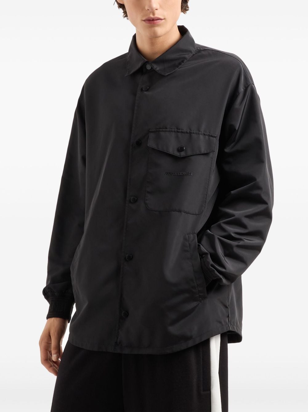 Shop Armani Exchange Logo-appliqué Shirt Jacket In Black