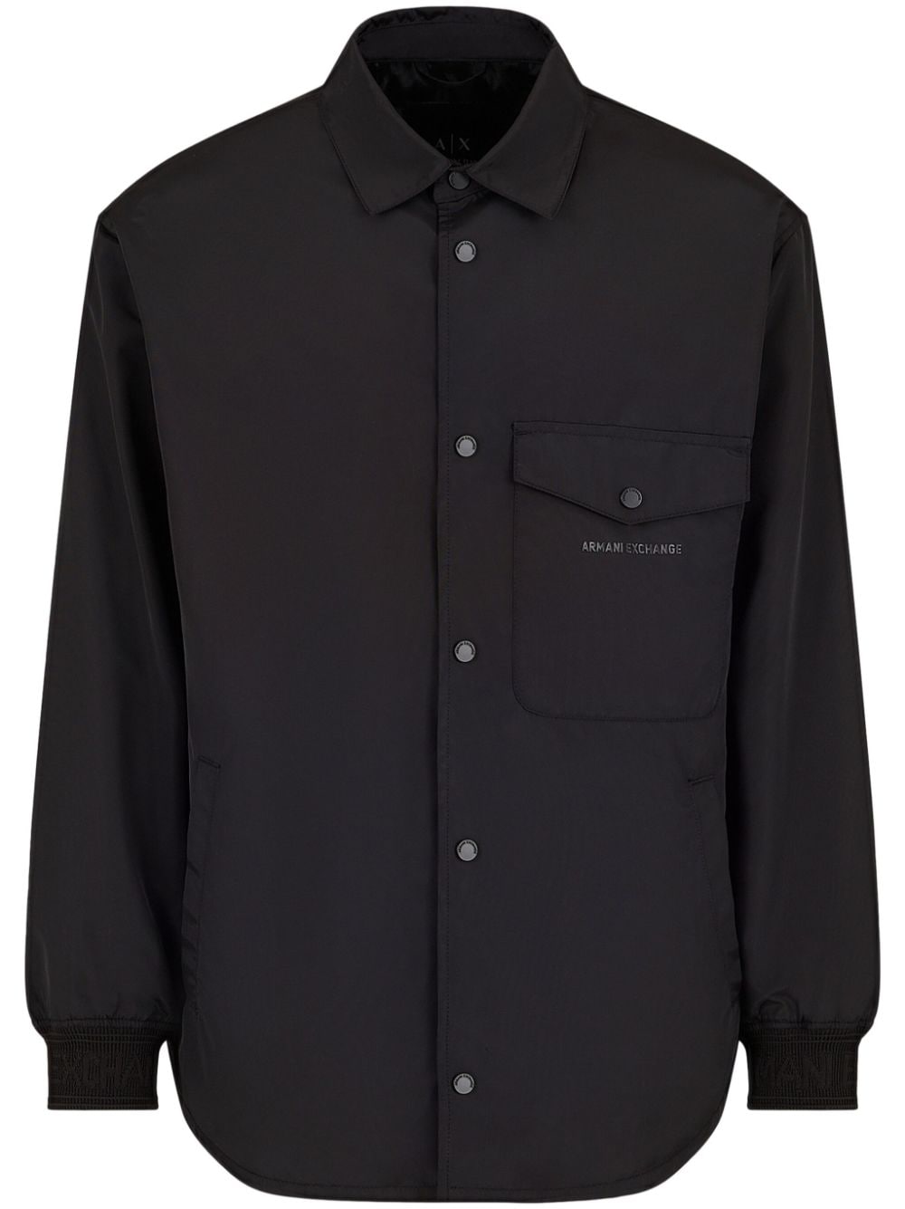 Armani Exchange Logo-appliqué Shirt Jacket In Black