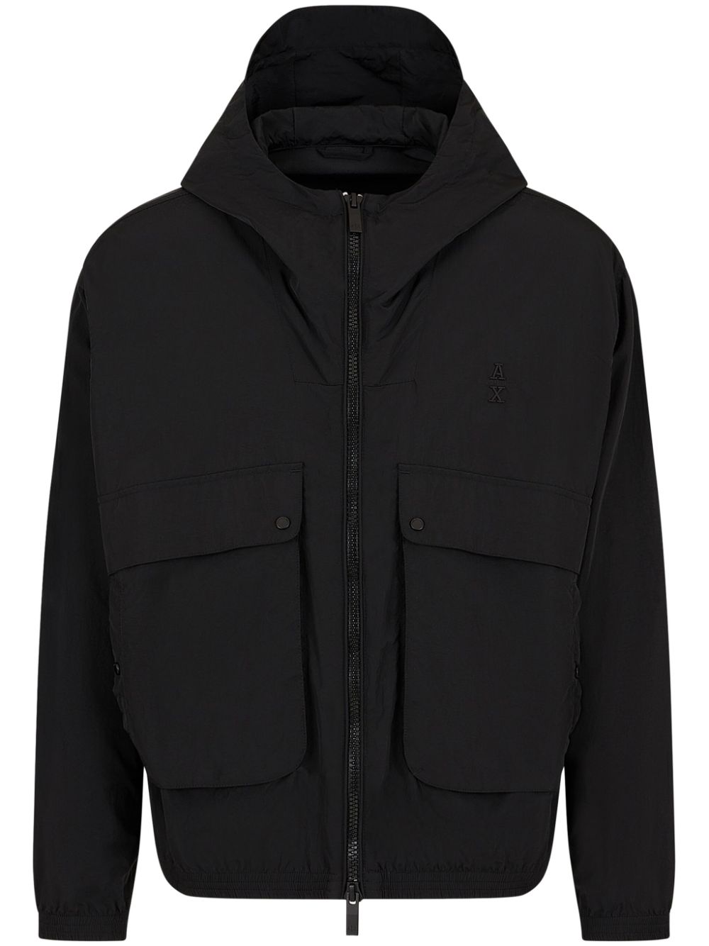 Armani Exchange Logo-embroidered Jacket In Black