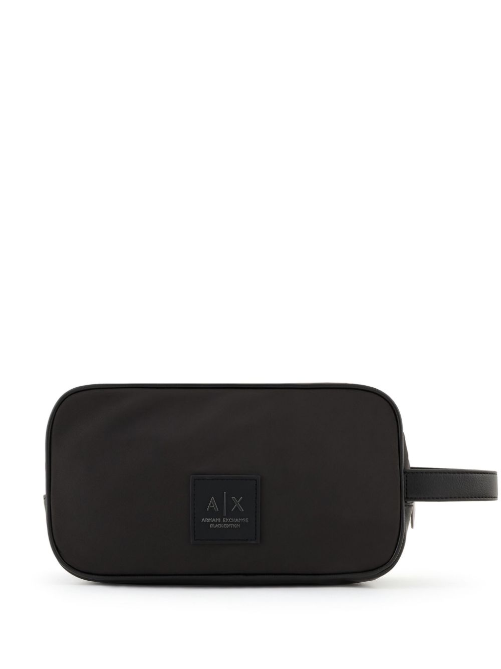 Armani Exchange logo-patch toiletry bag - Black