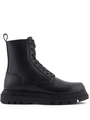 靴 armani jeans archive zip gimmick boots Antique-effect leather ankle boots | Giorgio Armani
